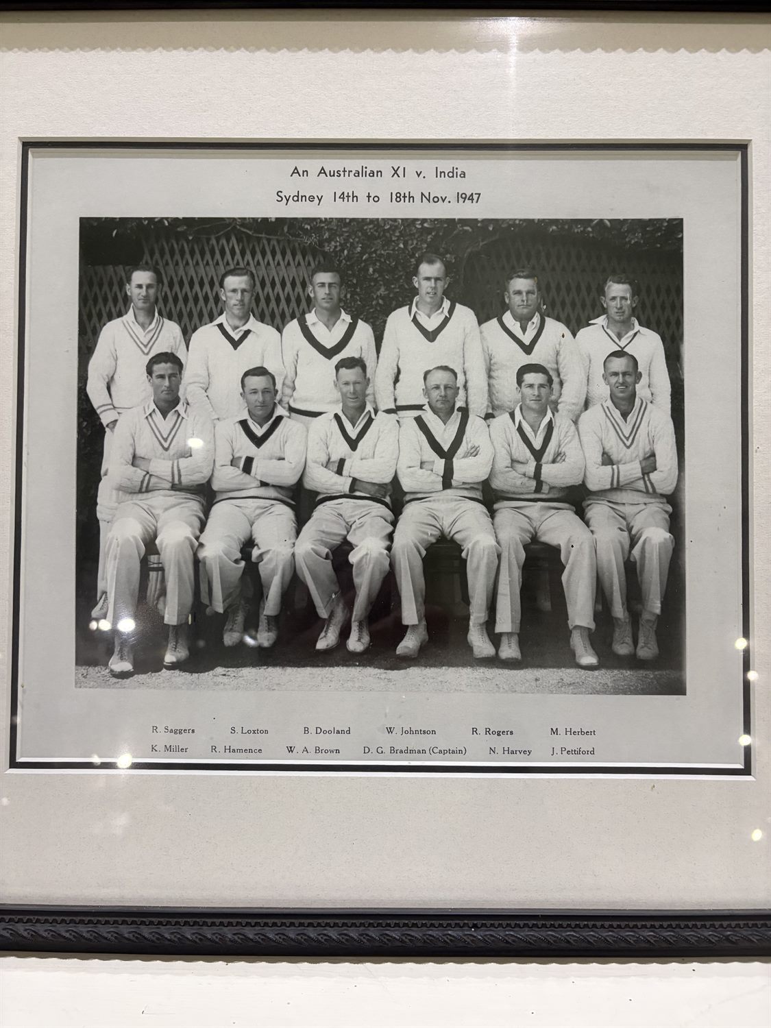 An original team photograph of an Australian XI versus India, Sydney, November 1947