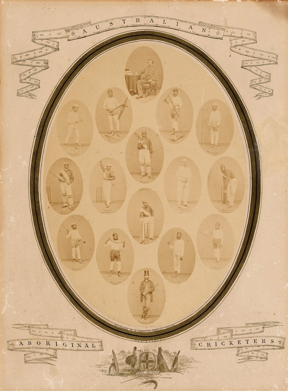 Australian Aboriginal Cricketers, 1867, a portrait montage of the team